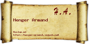 Henger Armand névjegykártya